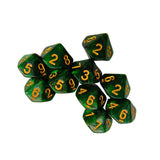 Maxbell 10 Pieces Dice Set D10 Entertainment Toys Party Table Game for Bar Card Game Green