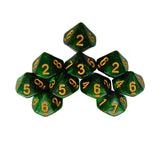 Maxbell 10 Pieces Dice Set D10 Entertainment Toys Party Table Game for Bar Card Game Green