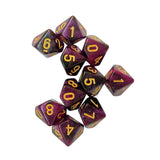 Maxbell 10 Pieces Dice Set D10 Entertainment Toys Party Table Game for Bar Card Game Purple