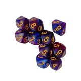 Maxbell 10 Pieces Dice Set D10 Entertainment Toys Party Table Game for Bar Card Game Blue Purple