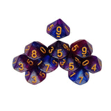 Maxbell 10 Pieces Dice Set D10 Entertainment Toys Party Table Game for Bar Card Game Blue Purple