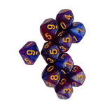 Maxbell 10 Pieces Dice Set D10 Entertainment Toys Party Table Game for Bar Card Game Blue Purple