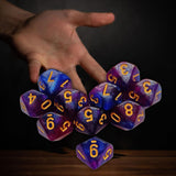 Maxbell 10 Pieces Dice Set D10 Entertainment Toys Party Table Game for Bar Card Game Blue Purple