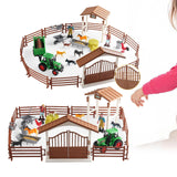 Maxbell Mini Barn Farm Toys Playset Fence Farm Playset for Boys Girls 3-12 Years Old Style A