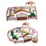 Maxbell Mini Barn Farm Toys Playset Fence Farm Playset for Boys Girls 3-12 Years Old Style A