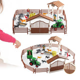 Maxbell Mini Barn Farm Toys Playset Fence Farm Playset for Boys Girls 3-12 Years Old Style A