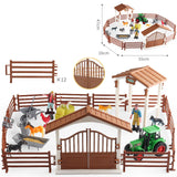 Maxbell Mini Barn Farm Toys Playset Fence Farm Playset for Boys Girls 3-12 Years Old Style A