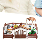 Maxbell Mini Barn Farm Toys Playset Fence Farm Playset for Boys Girls 3-12 Years Old Style A