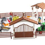 Maxbell Mini Barn Farm Toys Playset Fence Farm Playset for Boys Girls 3-12 Years Old Style A