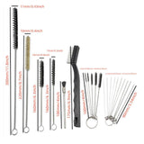 Maxbell 17x Airbrush Cleaning Kits Wash Tool Stainless Steel Brush Set for Nozzle