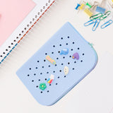 Maxbell Hole Pen Bag Makeup Bag Creative Fidget Stationery Box College School Artist Light Blue