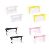 Maxbell 2Pcs Zipper Pencil Bag Transparent Pencil Case Makeup Cosmetic Bags File Pen black