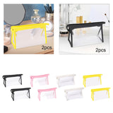 Maxbell 2Pcs Zipper Pencil Bag Transparent Pencil Case Makeup Cosmetic Bags File Pen black