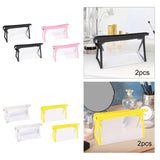 Maxbell 2Pcs Zipper Pencil Bag Transparent Pencil Case Makeup Cosmetic Bags File Pen black
