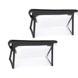 Maxbell 2Pcs Zipper Pencil Bag Transparent Pencil Case Makeup Cosmetic Bags File Pen black