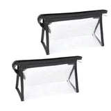 Maxbell 2Pcs Zipper Pencil Bag Transparent Pencil Case Makeup Cosmetic Bags File Pen black