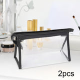 Maxbell 2Pcs Zipper Pencil Bag Transparent Pencil Case Makeup Cosmetic Bags File Pen black