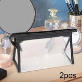 Maxbell 2Pcs Zipper Pencil Bag Transparent Pencil Case Makeup Cosmetic Bags File Pen black