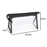 Maxbell 2Pcs Zipper Pencil Bag Transparent Pencil Case Makeup Cosmetic Bags File Pen black