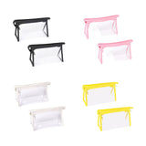 Maxbell 2Pcs Zipper Pencil Bag Transparent Pencil Case Makeup Cosmetic Bags File Pen black