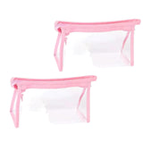 Maxbell 2Pcs Zipper Pencil Bag Transparent Pencil Case Makeup Cosmetic Bags File Pen Pink