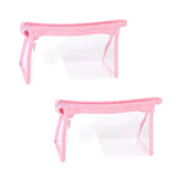 Maxbell 2Pcs Zipper Pencil Bag Transparent Pencil Case Makeup Cosmetic Bags File Pen Pink