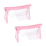 Maxbell 2Pcs Zipper Pencil Bag Transparent Pencil Case Makeup Cosmetic Bags File Pen Pink