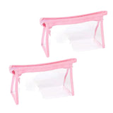 Maxbell 2Pcs Zipper Pencil Bag Transparent Pencil Case Makeup Cosmetic Bags File Pen Pink