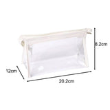 Maxbell 2Pcs Zipper Pencil Bag Transparent Pencil Case Makeup Cosmetic Bags File Pen white