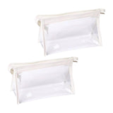 Maxbell 2Pcs Zipper Pencil Bag Transparent Pencil Case Makeup Cosmetic Bags File Pen white