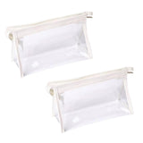 Maxbell 2Pcs Zipper Pencil Bag Transparent Pencil Case Makeup Cosmetic Bags File Pen white