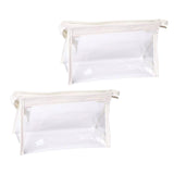 Maxbell 2Pcs Zipper Pencil Bag Transparent Pencil Case Makeup Cosmetic Bags File Pen white