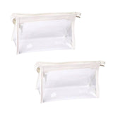 Maxbell 2Pcs Zipper Pencil Bag Transparent Pencil Case Makeup Cosmetic Bags File Pen white