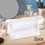 Maxbell 2Pcs Zipper Pencil Bag Transparent Pencil Case Makeup Cosmetic Bags File Pen white