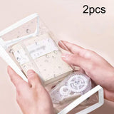 Maxbell 2Pcs Zipper Pencil Bag Transparent Pencil Case Makeup Cosmetic Bags File Pen white