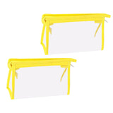 Maxbell 2Pcs Zipper Pencil Bag Transparent Pencil Case Makeup Cosmetic Bags File Pen yellow