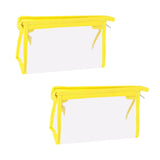 Maxbell 2Pcs Zipper Pencil Bag Transparent Pencil Case Makeup Cosmetic Bags File Pen yellow