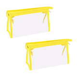 Maxbell 2Pcs Zipper Pencil Bag Transparent Pencil Case Makeup Cosmetic Bags File Pen yellow