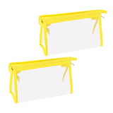 Maxbell 2Pcs Zipper Pencil Bag Transparent Pencil Case Makeup Cosmetic Bags File Pen yellow