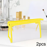 Maxbell 2Pcs Zipper Pencil Bag Transparent Pencil Case Makeup Cosmetic Bags File Pen yellow