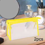 Maxbell 2Pcs Zipper Pencil Bag Transparent Pencil Case Makeup Cosmetic Bags File Pen yellow