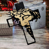 Maxbell Wall Hanging Iron Cross Black Crucifix Statue for Baptism Bedroom Decoration