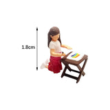 Maxbell 1/64 People Figures Drawing Girl Figure for Dollhouse Micro Landscapes Decor red