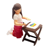 Maxbell 1/64 People Figures Drawing Girl Figure for Dollhouse Micro Landscapes Decor red