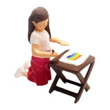 Maxbell 1/64 People Figures Drawing Girl Figure for Dollhouse Micro Landscapes Decor red