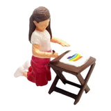 Maxbell 1/64 People Figures Drawing Girl Figure for Dollhouse Micro Landscapes Decor red