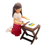 Maxbell 1/64 People Figures Drawing Girl Figure for Dollhouse Micro Landscapes Decor red
