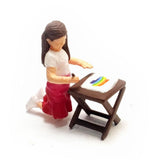 Maxbell 1/64 People Figures Drawing Girl Figure for Dollhouse Micro Landscapes Decor red