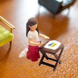 Maxbell 1/64 People Figures Drawing Girl Figure for Dollhouse Micro Landscapes Decor red