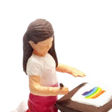 Maxbell 1/64 People Figures Drawing Girl Figure for Dollhouse Micro Landscapes Decor red